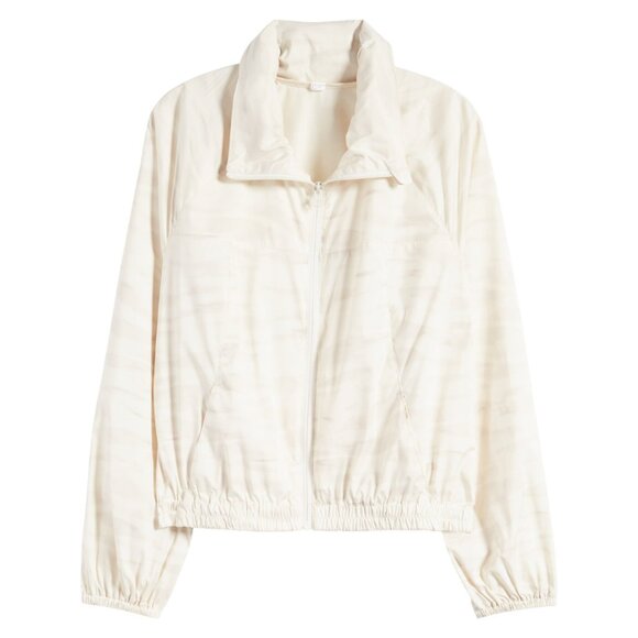 Title: Ace Print Zip Jacket w/ Stowaway Hood – Cream – Size XL NWT - Picture 2 of 11